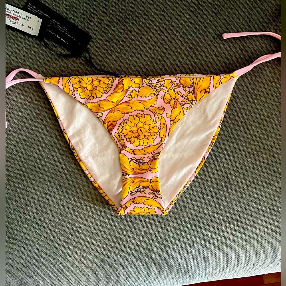 Versace Barocco Print Bikini Bottoms in Size 1